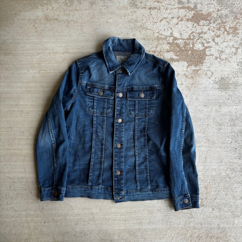 Polo Ralph Lauren Denim Trucker Jacket Large Medium Wash Blue Jean Jacket